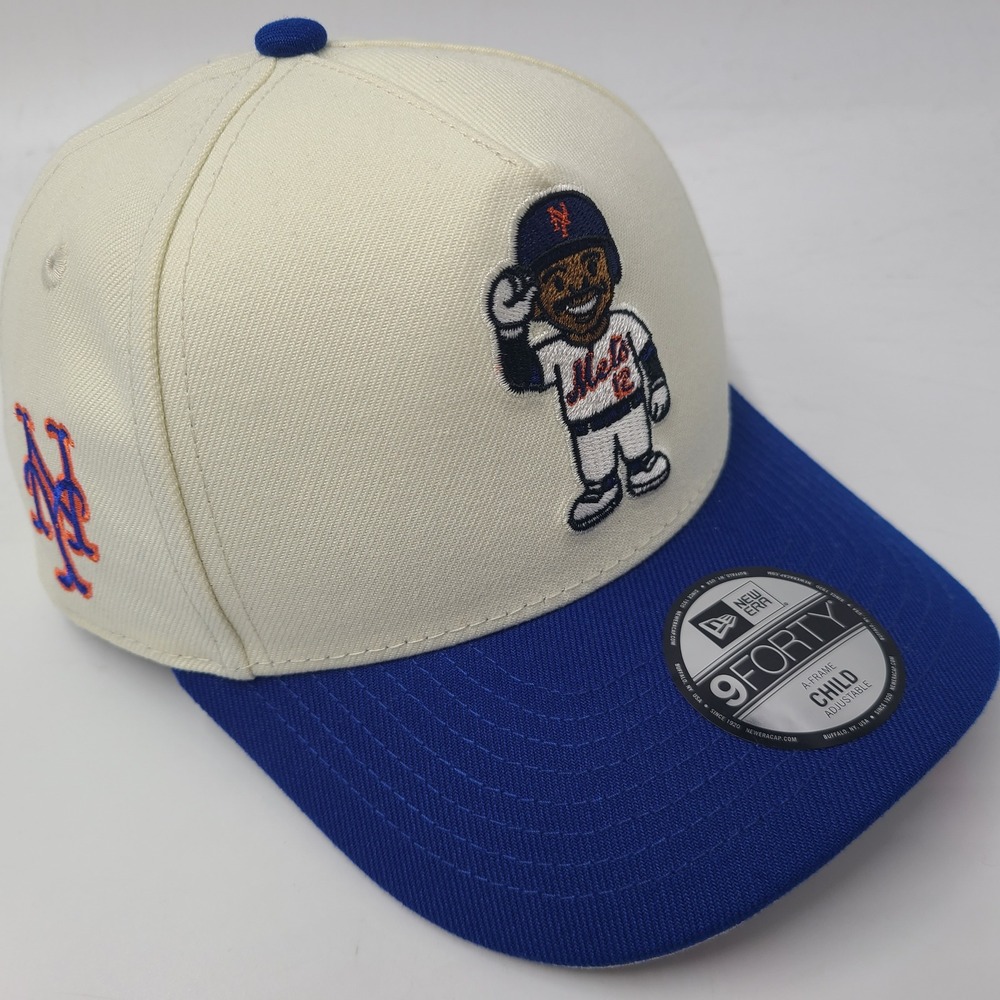 Child New York Mets Hat Snapback 9Forty New Era Cream Blue MLB Francisco Lindor